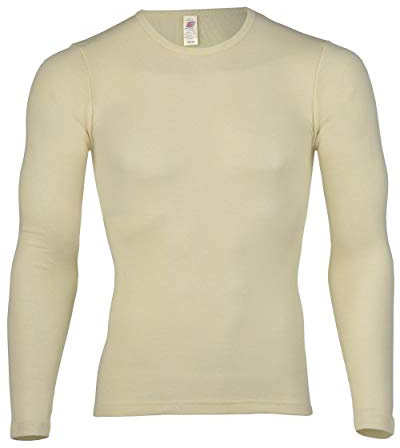 Men´s Vest Longsleeve, Organic Virgin Wool and Silk, Size: X-Large Off-White