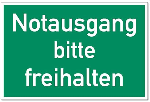 Schild Notausgang bitte freihalten PVC 20 x 30cm (Rettungsschild, Fluchtweg) praxisbewährt, wetterfest