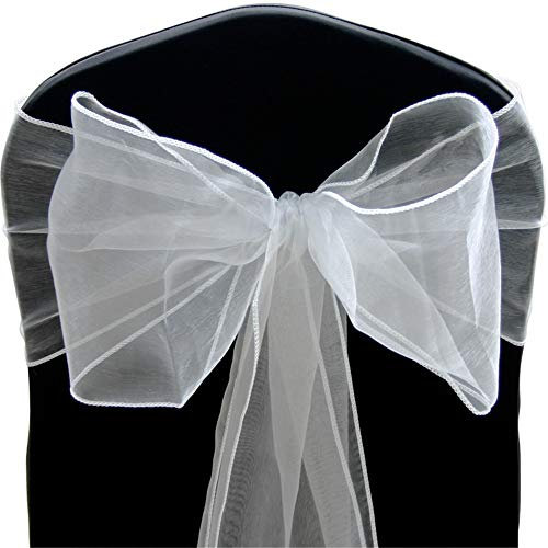 Time to Sparkle Pack of 20 Organza Sashes 22x280cm Wider Sash Fuller Bows Chair Cover Bows Sash for Wedding Party Birthday Decoration - Silver Cloud