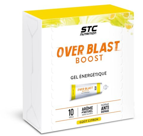 STC NUTRITION - Over Blast® Boost - Gel énergétique enrichi en complexe dynamisant - Norme anti-dopage - 10 dosettes