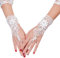 IBLUELOVER Gants Mariage Blanc Gant Déguisement Femme Mitaines Court Exquis Gants en Dentelle avec Lacet Accessoires Robe Manches Mariée Wedding Soirée Banquet Performance Cérémonie Halloween