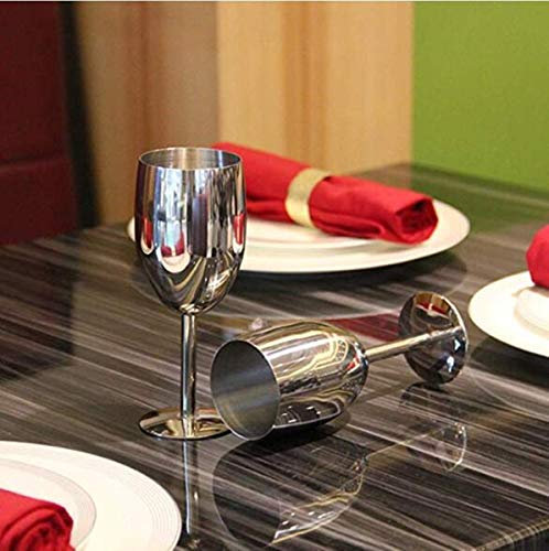 Rotweingläser aus Edelstahl, 2 Stück, silberfarben (250 ml)