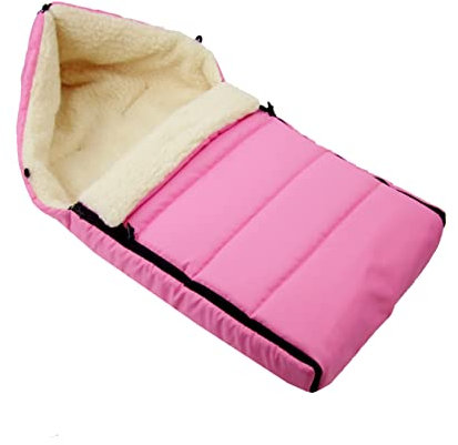 BAMBINIWELT universaler Winterfußsack (90cm), auch geeignet für Babyschale, Kinderwagen, Buggy, aus Wolle UNI liniert (rosa)