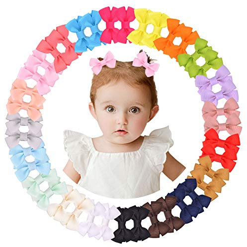 40pcs 2 Zoll Stück Baby Haarschleifen Baby Haarspangen Haarschleifenclips Voll gefütterte Haar-Krokodilklemmen Grosgrain-Band Haarspangen Zubehör kleine Haarspangen für Babys Feines Haar Kleinkinder