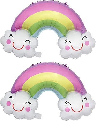 UK Phoenix Folienballon Regenbogen Smiley Wolken Hochzeit Party Dekoration Luft Helium Ballons Wolke Bunt (2pcs x Regenbogen Ballons)