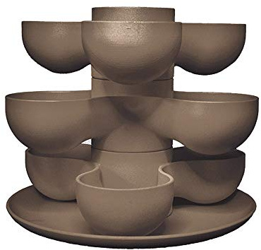 The HC Companies Pixie Pot de Fleurs empilable à 3 étages – Pot de Fleurs décoratif de 20,3 cm avec Trou de Drainage – Peut contenir 10 Plantes succulentes, Taupe Artisanal