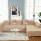 OKJK Samt Sofaüberwurf Stretch All-Inclusive Couchbezug Eckcouch, Wohnzimmer Vier Jahreszeiten universeller l Form Sofabezug, Pflegeleichter Sofaschutz (Rice Camel,Part B-B 235-300cm)