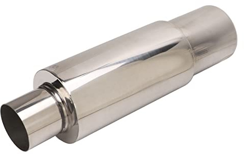 Aramox Resonador de Escape para Automóvil, Resonador de Silenciador de Escape Universal de Acero Inoxidable 2.5in Entrada 3.5in Tubo de Escape de Salida, Plata