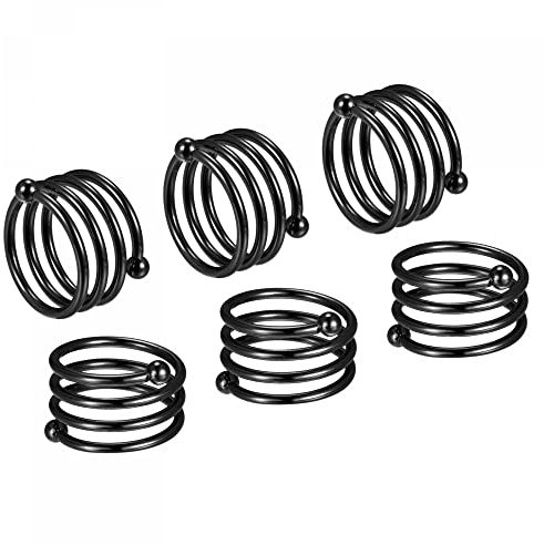 sourcing map 6 Stück Serviettenringe 38mm Innendurchm. Legierung Serviettenschnallen für Tischdekorationen Essen Weihnachtsfeier DIY Schwarz