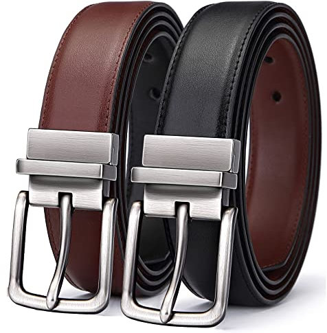 BULLIANT Ledergürtel Herren, Wendegürtel Herren Leder 31mm für Business Anzug und Jeans Gürtel,Ein Gürtel Wendbar Zwei Farben(Schwarz/Hellbraun,160cm/56-58 taille verstellbar)