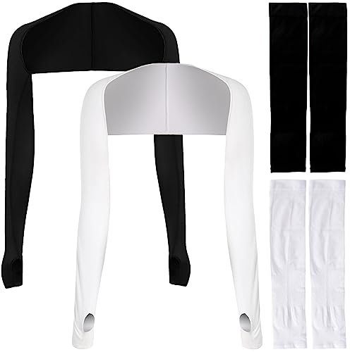 BDSHUNBF 4 Stück UV-Schutz Bolero, Armstulpen Damen, Bolero Damen Sonnenschutz Kühlender Schal Armmanschette Fingerlöcher Sonnencreme Cooler Shrug Armmanschette