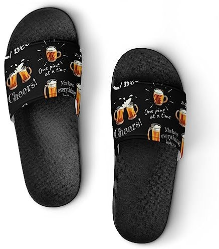 Women’S Slippers Beer Pattern Shower Sandals Bathroom Slippers Home Slides for Men