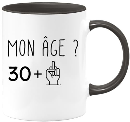 quotedazur - Mug Personnalisé Tasse Cadeau Original Humour Noël Anniversaire 31 Ans 1994 Mon Âge Doigt Honneur - Noir/Céramique