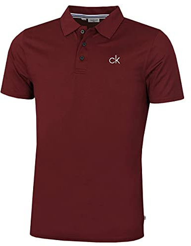 Calvin Klein Mens Central Eco Polo Shirt - Burgundy - M