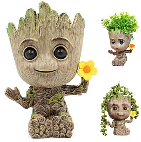 HBSFBH Figurine Pot Fleurs, Pot Fleurs Groot, Figurine Déco Aquarium, Baby Groot Porte Stylos, Arbre Homme Planteur Pot, Décoration Créative Aquarium, Cadeau Créatif pour Adultes et Enfants
