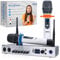 Pyle, UHF Wireless Microphone System, Portable Digital Audio Mixer, Bluetooth, Two Handheld Mics, Receiver Base, White, Adjustable Volume, Complete Set, Dual Channel, Home Karaoke, Professional Use