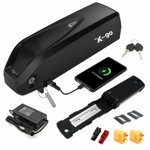 X-go Ebike Battery - 48V 13AH Hailong Electric Bike Battery Lithium Battery Pack Replacement with 2A Charger, 5 Pin Base, USB Port for Adults Sports Electric Bicycle Motor to 1000W 750W 500W 350W