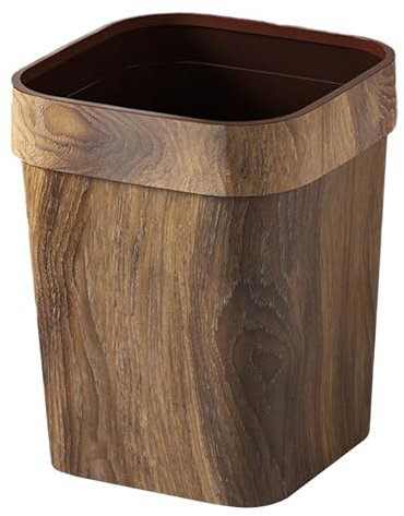 Trash Can Vintage Square Waste Paper Bin 12l Wood Grain Pp Decorative Garbage Can Waste Dust Bin for Kitchen Bathroom Living Room Office