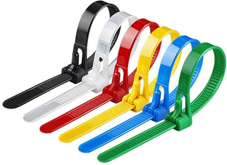 100Pcs Buckle Self-Locking Premium Nylon Cable Wire Ties Adjustable Zip Ties Straps Fastening Loop Reusable Plastic Nylon Cable Ties (8x200mm)