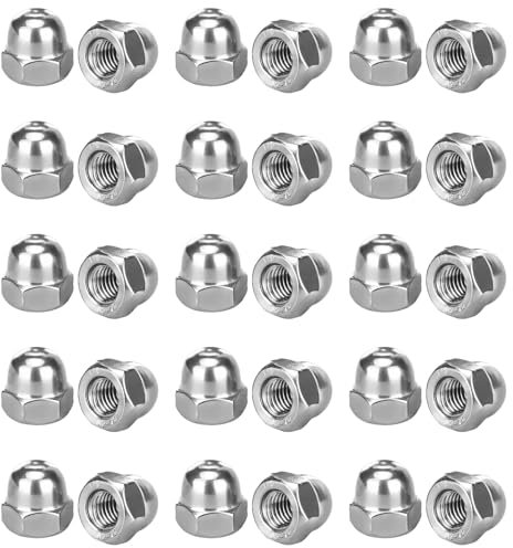 Vueinrg 50 Pezzi Dadi a Cappello M8 Dadi a Cappello Esagonali Dadi Calotta di Protezione in Forma Elevata per Viti, Barre Filettate e Bulloni Filettati