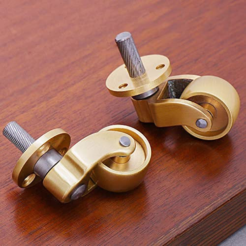 Zoll-Möbelrolle aus Messing, Hochleistungs-Schwenkräder, verschleißfest, leise, um 360 ° drehbar, Lenkrolle mit Gewindeschaft, für Sofa, Klavierbeine, Kupfer