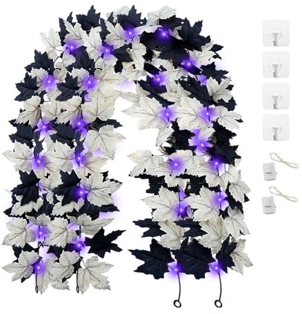 JINXIAN 2 Stück Herbstgirlande Künstliche Ahornblätter Girlande 175 cm Künstlich Herbstdeko für Partys Halloween Tischdeko Türen Kamine Herbst Deko Outdoor