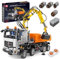 Mould King 19007 Technik Pneumatischer LKW Bausteine Modell, 2970 Teile Fernbedienung Pneumatic Truck Bauset, Klemmbausteine Kran Spielzeug Bausatz mit Fernbedienung und App Doppelsteuerung