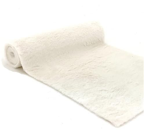 heimtexland ® Deko Fell Tischläufer Platzset Winter Plüsch Tischdeko Weihnachten 28x200 zuschneidbar DIY Tischband Typ902 Creme