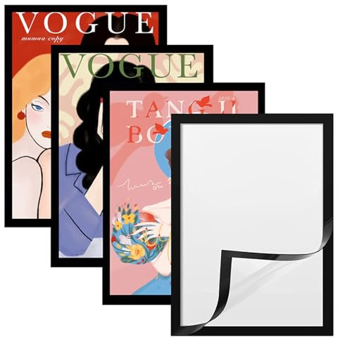 Lot de 4 Cadres Photo Noirs pour Peinture Diamant 25x35 cm, Ensemble de Cadres Décoratifs pour Tableau, Cadres de Montage Mural Multifonctionnels, Cadres en Plastique Durables pour Images Panoramiques
