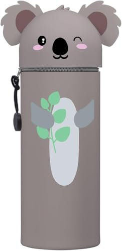 MKKZLPN 2-in-1 Silikon Federmäppchen - Tiger, Federtasche aus weichem Silikon für Stifte, Federmappe und Stiftehalter, Mäppchen Tiere, Schlampermäppchen (Koala 2)