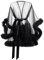 Women Tulle Robe See Through Nightgown Romantic Wedding Honeymoon Night Lingerie Sexy Sleepwear Long Sleeves Furry Nightie Cosplay Sheer Mesh Bridal Bathrobe Satin Ribbon Nightdress (Black, One Size)