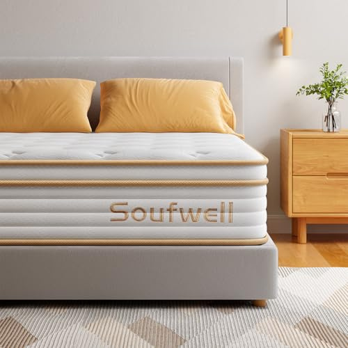 Double Mattress 135x190 27cm Hybrid 4ft 6 Mattress with Memory Foam & Pocket Springs 8-Layer 7-Zone Orthopaedic Mattress Euro Top Medium Firm Mattress for Pressure Relief & Motion Isolation(Yellow)