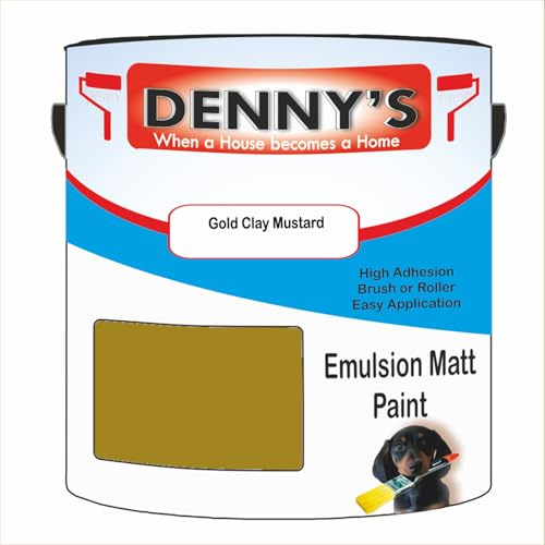 Premium Interior Wall & Ceiling Emulsion Paint – Gold Clay Mustard – Rich Matt Finish, Durable & Washable, Low Odour, Ideal for Living Rooms, Bedrooms & Hallways (250ML Tin)