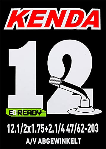 Kenda Unisex – Erwachsene Universalschlauch 12 (47/62-203) 12.5x1.75-2.25, AV 45° abgewinkelt, formgeheizt, schwarz