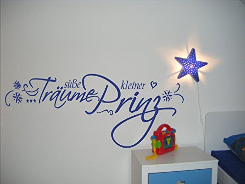 Wandtattoo Text ~ Süße Träume kleiner Prinz ~ 72024-58x23 cm, Baby Aufkleber fürs Kinderzimmer,Kinderaufkleber, Wandaufkleber Aufkleber für die Wand, Tapetensticker aus Markenfolie, 32 Farben wählbar