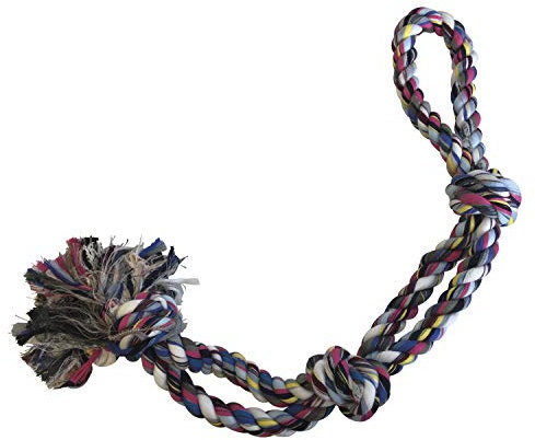 Juguete Cuerda para Perros Gloria - 56 cm - 2 Cuerdas con 4 Nudos - Juguete para Perros - Materiales Resistentes - Mantiene Las Encías Saludables - Color Variado