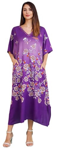 Miss Lavish London Robe Caftan pour Femme | 100 % polyester léger et à séchage rapide, coupe décontractée, manches chauve-souris, longueur maximale