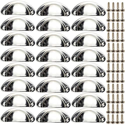 Xinlie Bouton Porte Rétro Shell Métal Poignée Coquilles Armoire à Tiroirs Poignée de Meubles en Fer Décoration pour Meuble Tiroir 24 PCS (Argent)