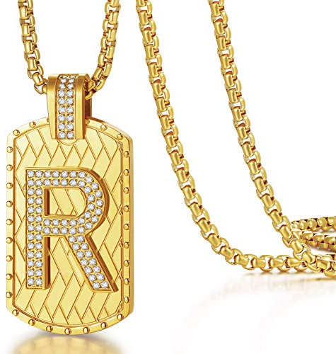 CDE Geschenke für Männer Herren Halskette 18K Vergoldet Anfangsbuchstabe Anhänger A-Z Personalisiert Hip-Hop Kette Schmuck Valentinstag Weihnachten Paare Ehemann Freund