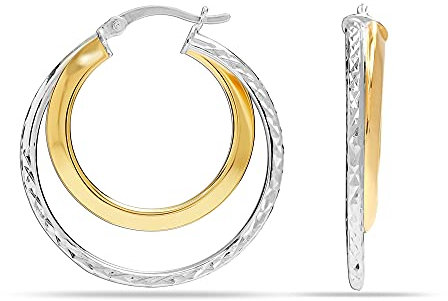 LeCalla Damen Ohrringe aus Sterlingsilber mit Klickverschluss, zweifarbig, 30 mm