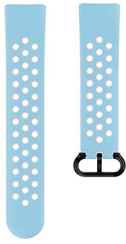 Hama Fitbit Uhrenarmband 22 mm (verstellbares Ersatzarmband für Smartwatch Fitbit Charge 5, Sportarmband atmungsaktiv zum Tauschen, Silikon Wechselarmband, Edelstahl Druckknopf) blau/grau