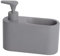 Kook Time Dispensador jabón Cocina Gris Mate - jabonera Cocina con Guarda estropajos Fregadero - Apto para Cocina o como dosificador baño con Esponja - Cerámica Gris Mate- 18 x 6 x 15.8 cm.