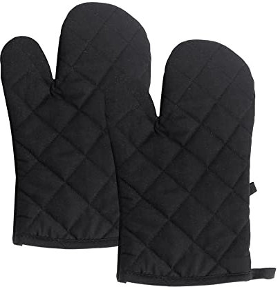 Ofenhandschuhe Hitzebestaendig Backhandschuhe Verdickte Topfhandschuhe Küche Kochhandschuhe für Ofen Kamin BBQ, 1 Paar (Schwarz)