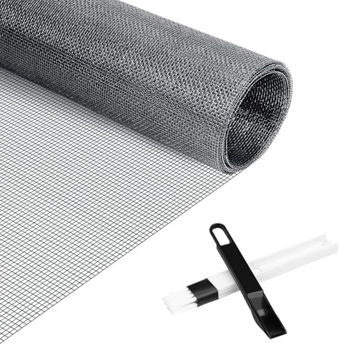 Bro Fly Mosquito Net Stops Fruit Flies, Durable Insect Mesh Screen Netting Roll for Window and Door, High Density DIY Mesh Screen Keep Bug, Bee, Spider, and Winged Insect Out (Grey, 100cm x 250cm)