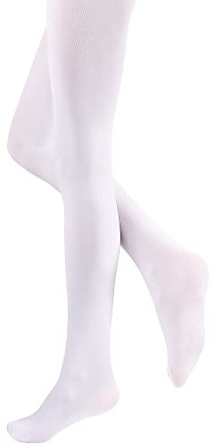 KEREDA Mädchen Kinder Strumpfhose Feinstrumpfhose Ballett Tanzstrumpfhose mit Fuß 110-170 1er Pack, Weiß, 128-152