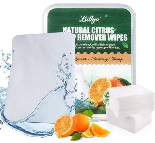 Liillya 40PCS Makeup Remover Wipes Eye Makeup Remover Cleansing Facial Wipes for Sensitive Skin and Pregnancy Box Of Natural Makeup Remover & Daily Cleanser for All Skin Types Travel Size Alcohol-Free