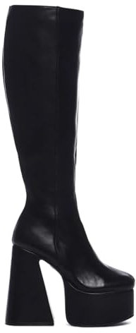 LAMODA Damen Hate You Kniehohe Stiefel, Schwarz (Black Pu), 38 EU