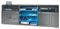 Vladon TV-Board Granada, Lowboard mit 2 Türen und 6 offenen Fächern, Korpus Anthrazit matt, Fronten in Grau Hochglanz mit RGB LED-Beleuchtung (146 x 54 x 35 cm)
