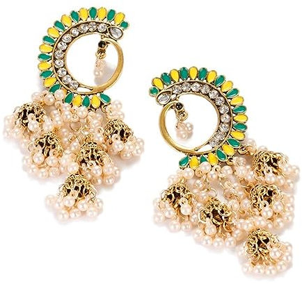 Ethnische Damen Indische Gypsy Zirkon Hochzeit Ohrringe Statement Boho Schmuck Retro Quaste Indische Jhumka Ohrringe