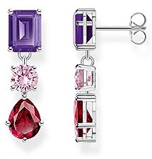 THOMAS SABO 2 Ohrring mit Steinen in Rot, Rosa und Violett 925 Sterlingsilber H2278-013-7